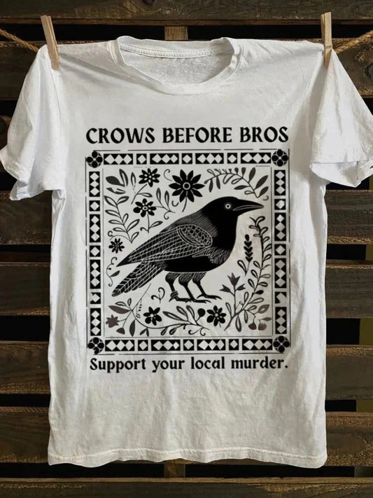 Retro Murder of Crows Punk Graphic Print TShirt