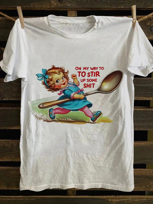 Retro Punk 'On My Way To Stir Up Some Shit' Graphic Tee