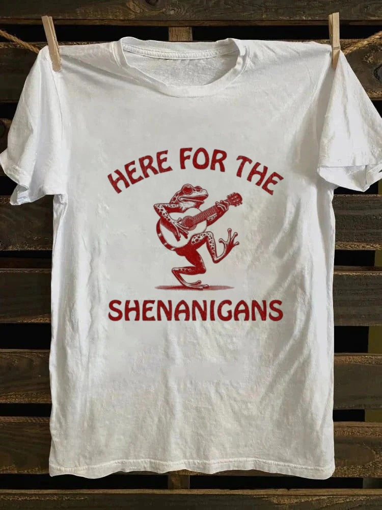 Retro Hippie Frog Tee: Here for the Shenanigans Fun Vibe