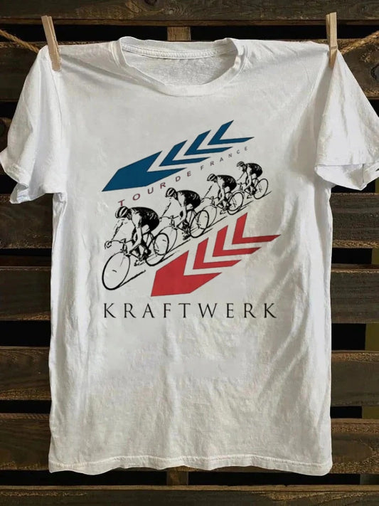 Retro school punk rock band printed design pattern T-shirt KRAFTWERK