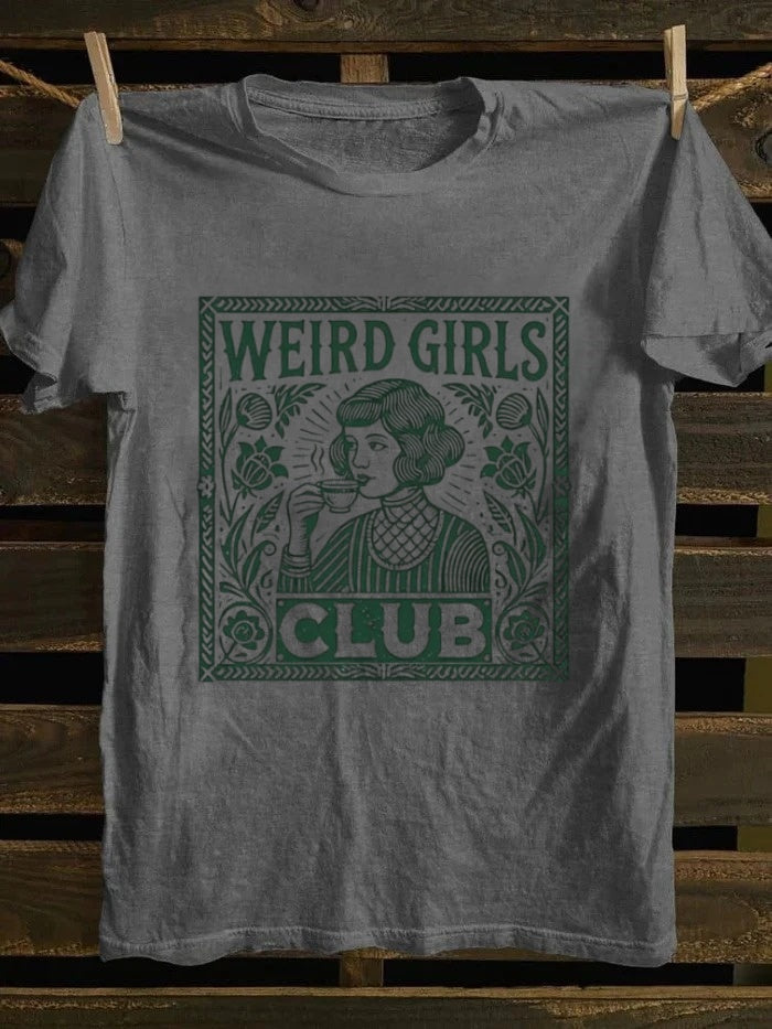 Retro "Weird Girls Club" Floral Graphic T-shirt
