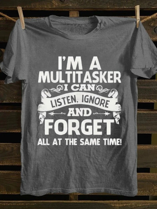 casual short sleeved T-shirt - funny multifunctional slogan print