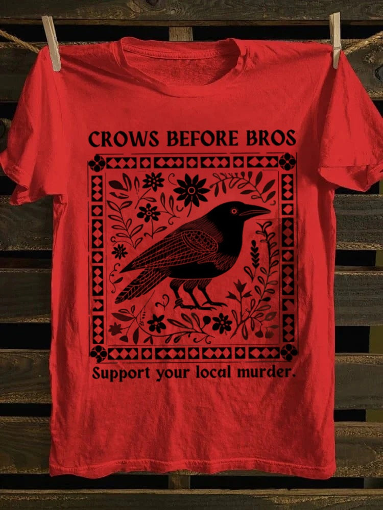 Retro Murder of Crows Punk Graphic Print TShirt