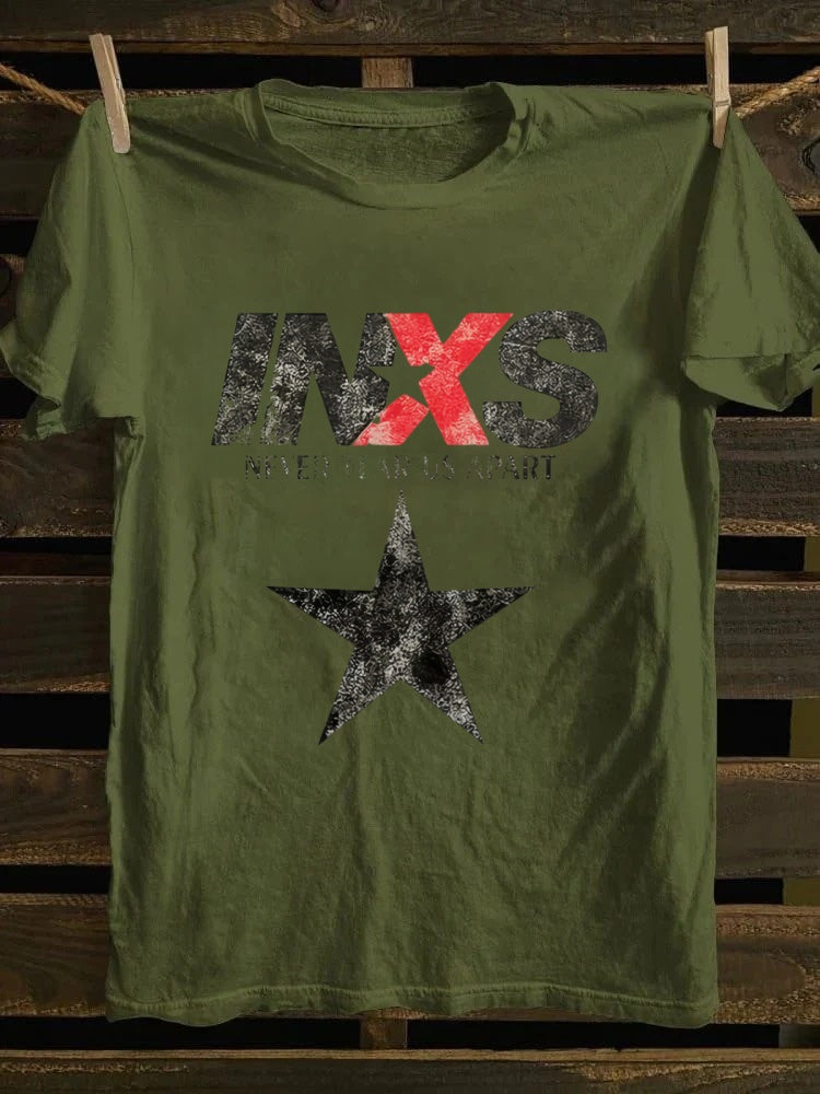 Retro school punk rock band printed design pattern T-shirt INXS