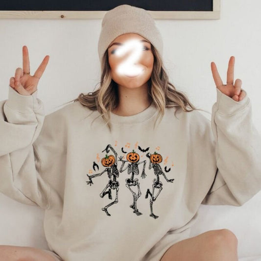 Halloween Dancing Skull Print Women's Sweatshirt