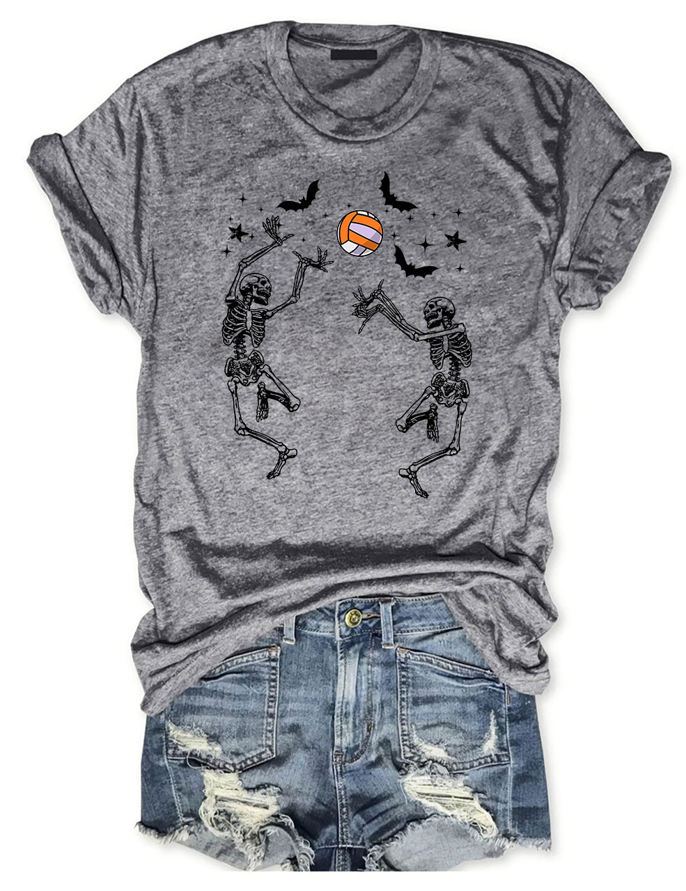 Dancing Skeletons Funny Halloween Volleyball T-shirt