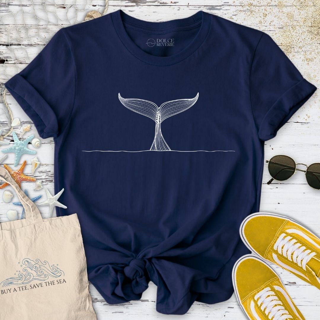 Whale Tail Line Art T-Shirt