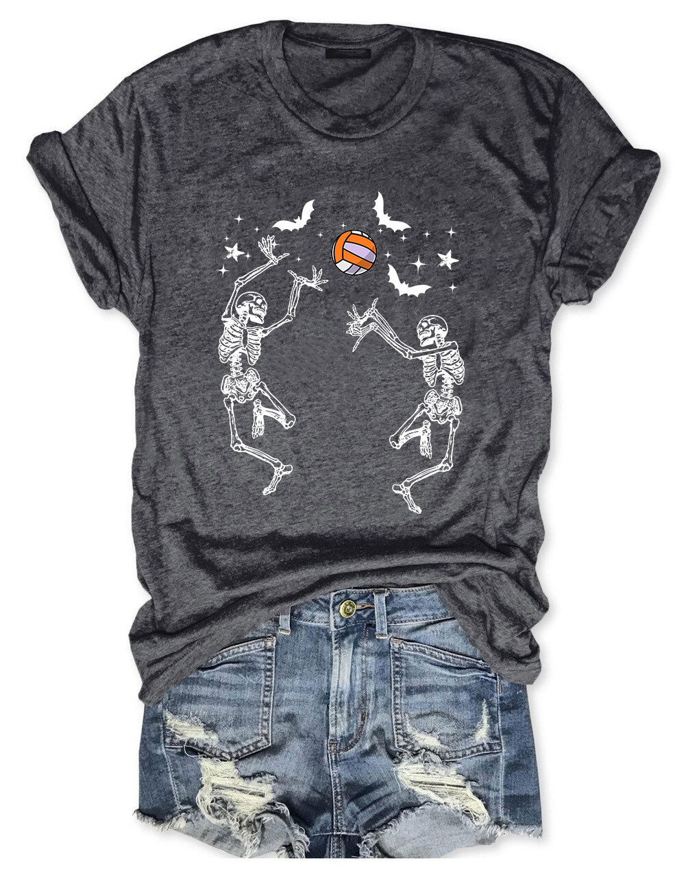 Dancing Skeletons Funny Halloween Volleyball T-shirt