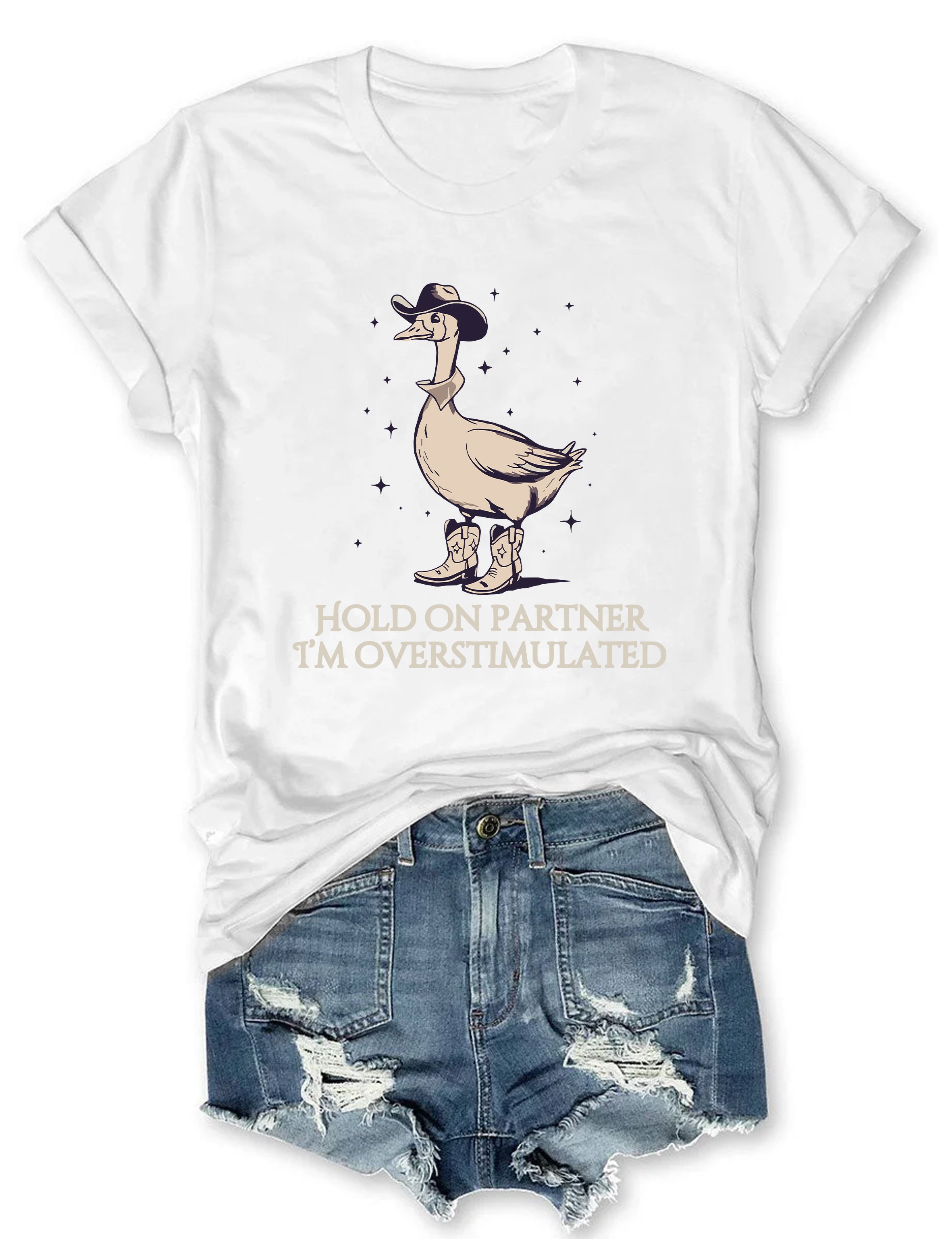 Hold On Partner Im Overstimulated T-shirt
