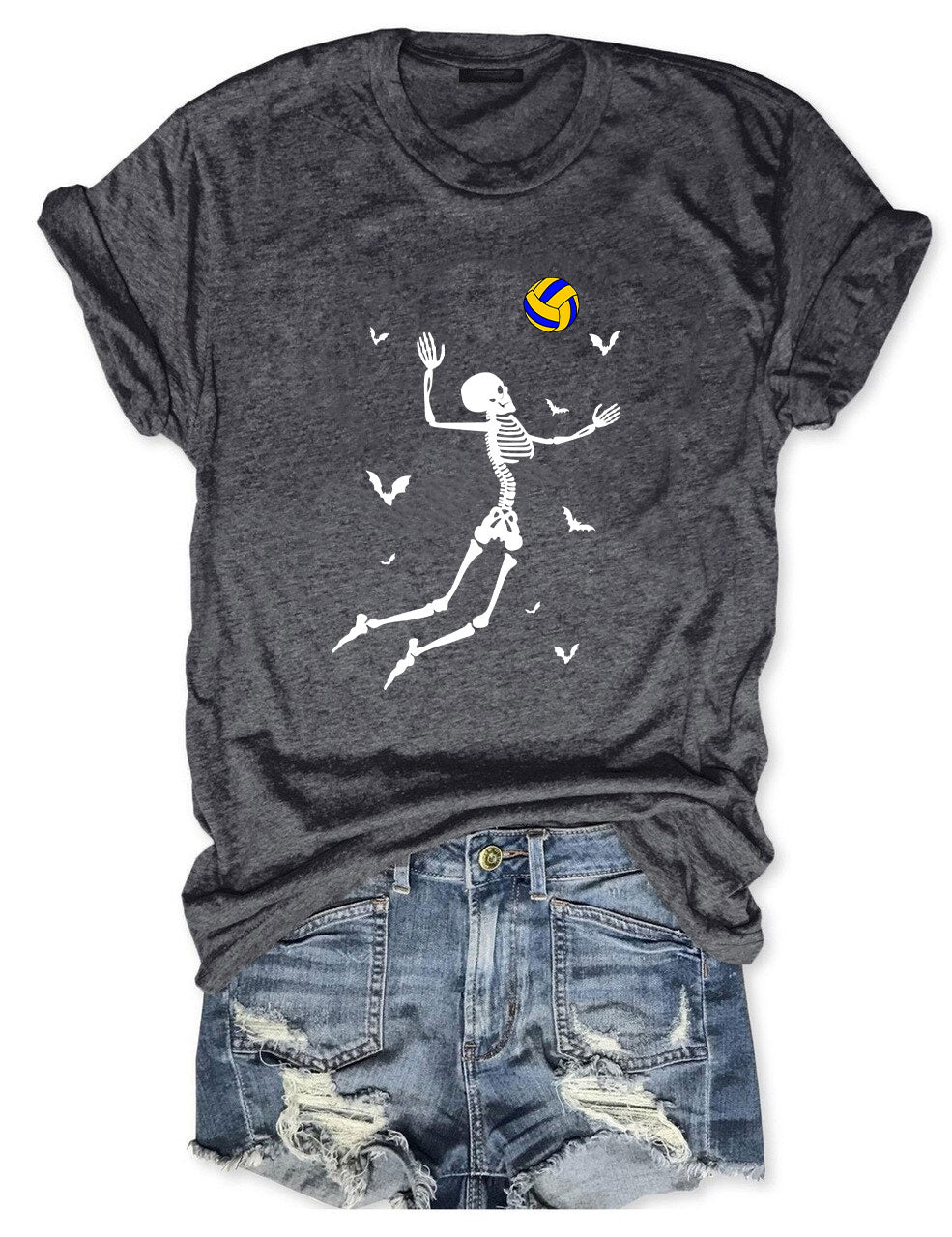 Dancing Skeletons Funny Halloween Volleyball T-shirt