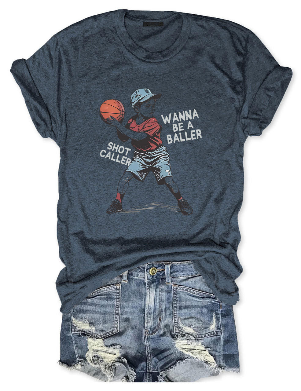 Wanna be a baller shot caller Retro Basketball T-shirt