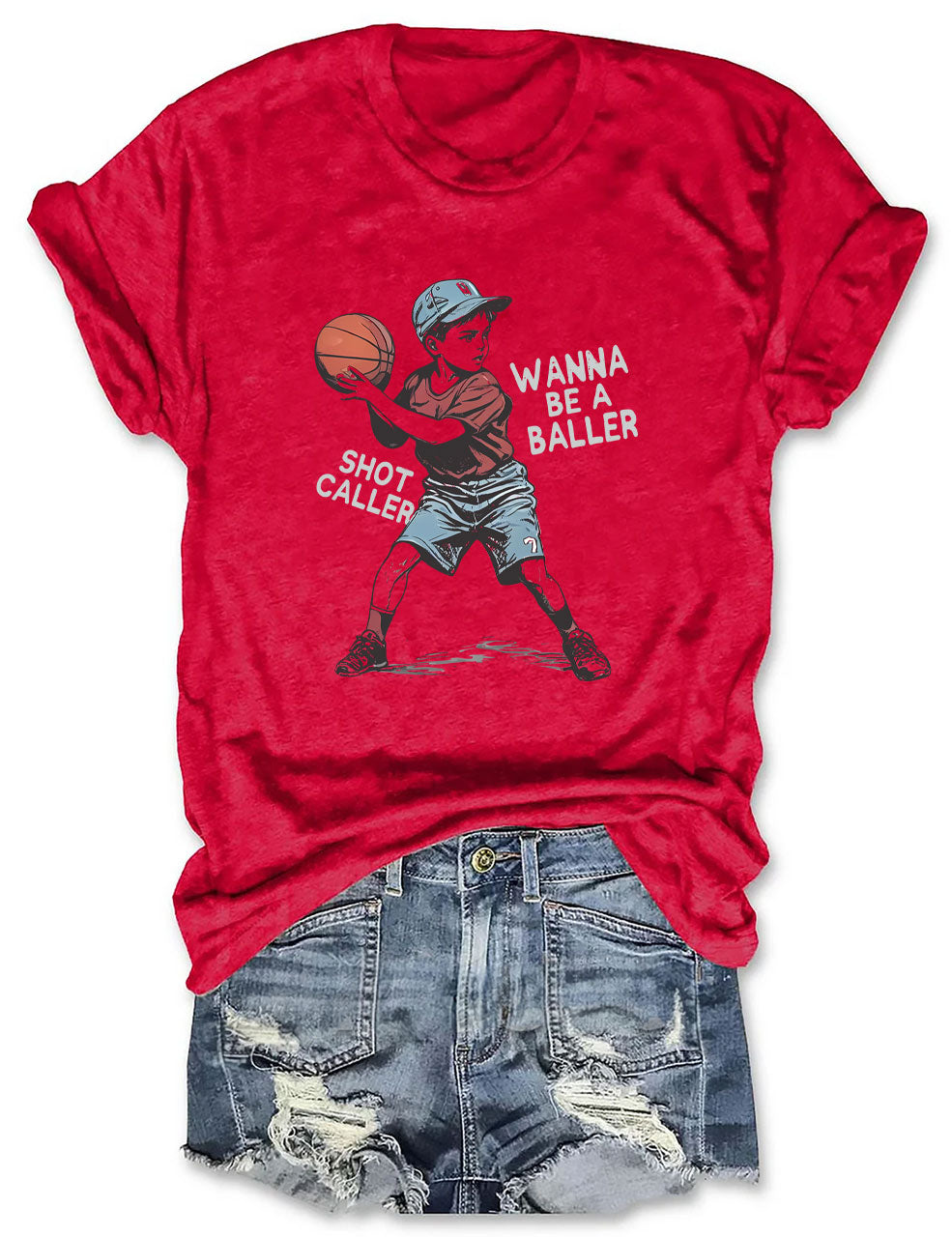 Wanna be a baller shot caller Retro Basketball T-shirt
