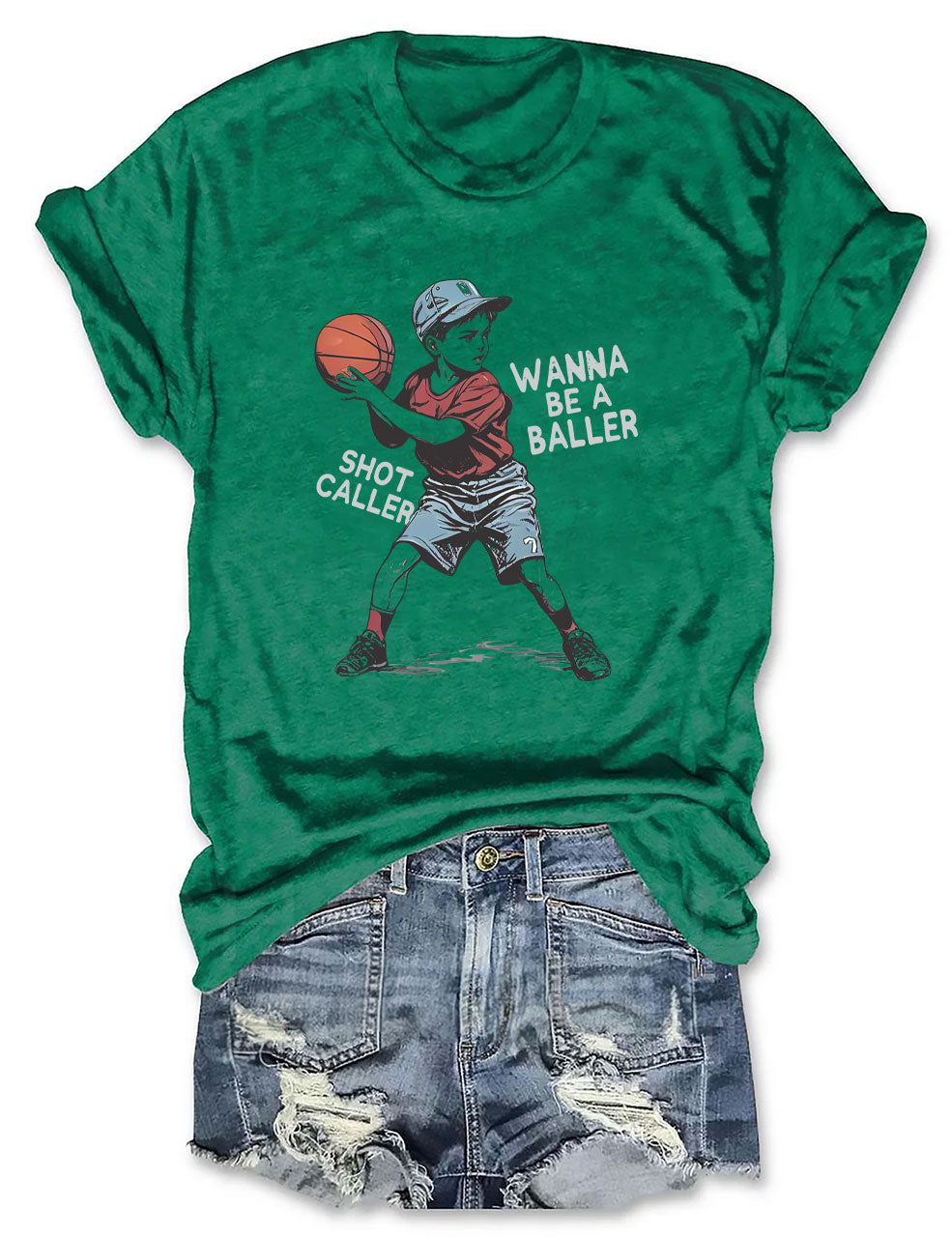 Wanna be a baller shot caller Retro Basketball T-shirt