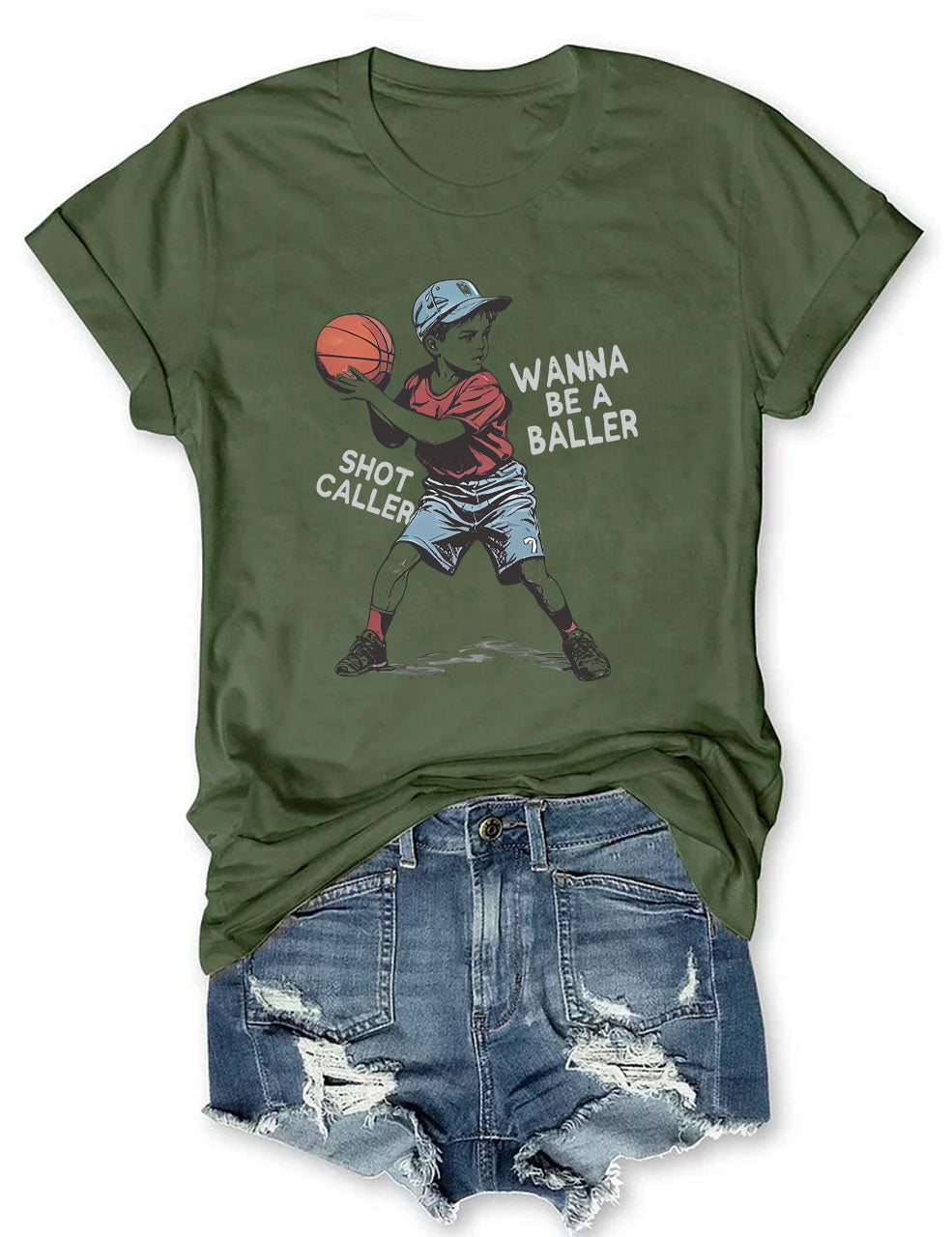 Wanna be a baller shot caller Retro Basketball T-shirt
