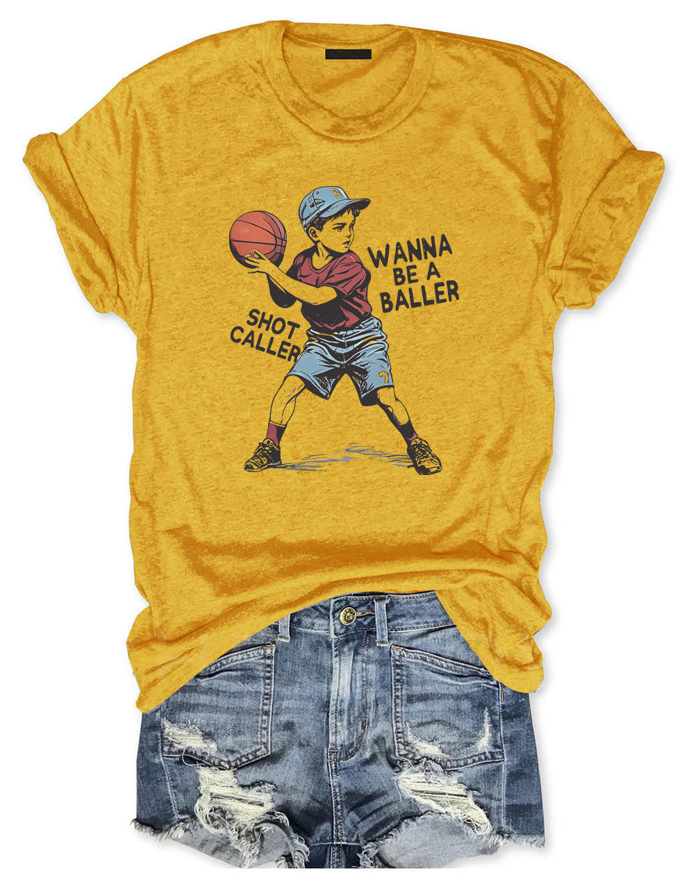 Wanna be a baller shot caller Retro Basketball T-shirt