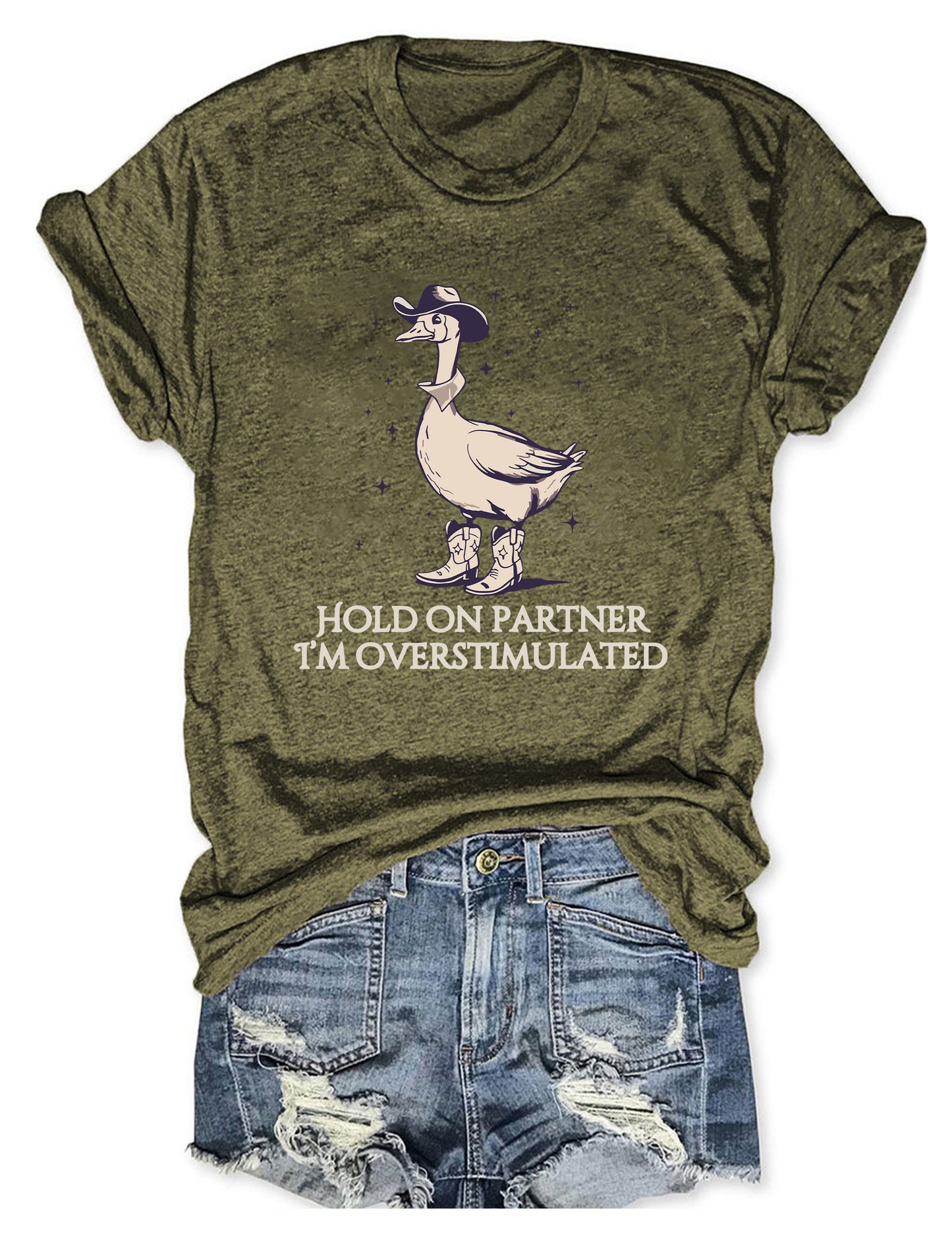 Hold On Partner Im Overstimulated T-shirt