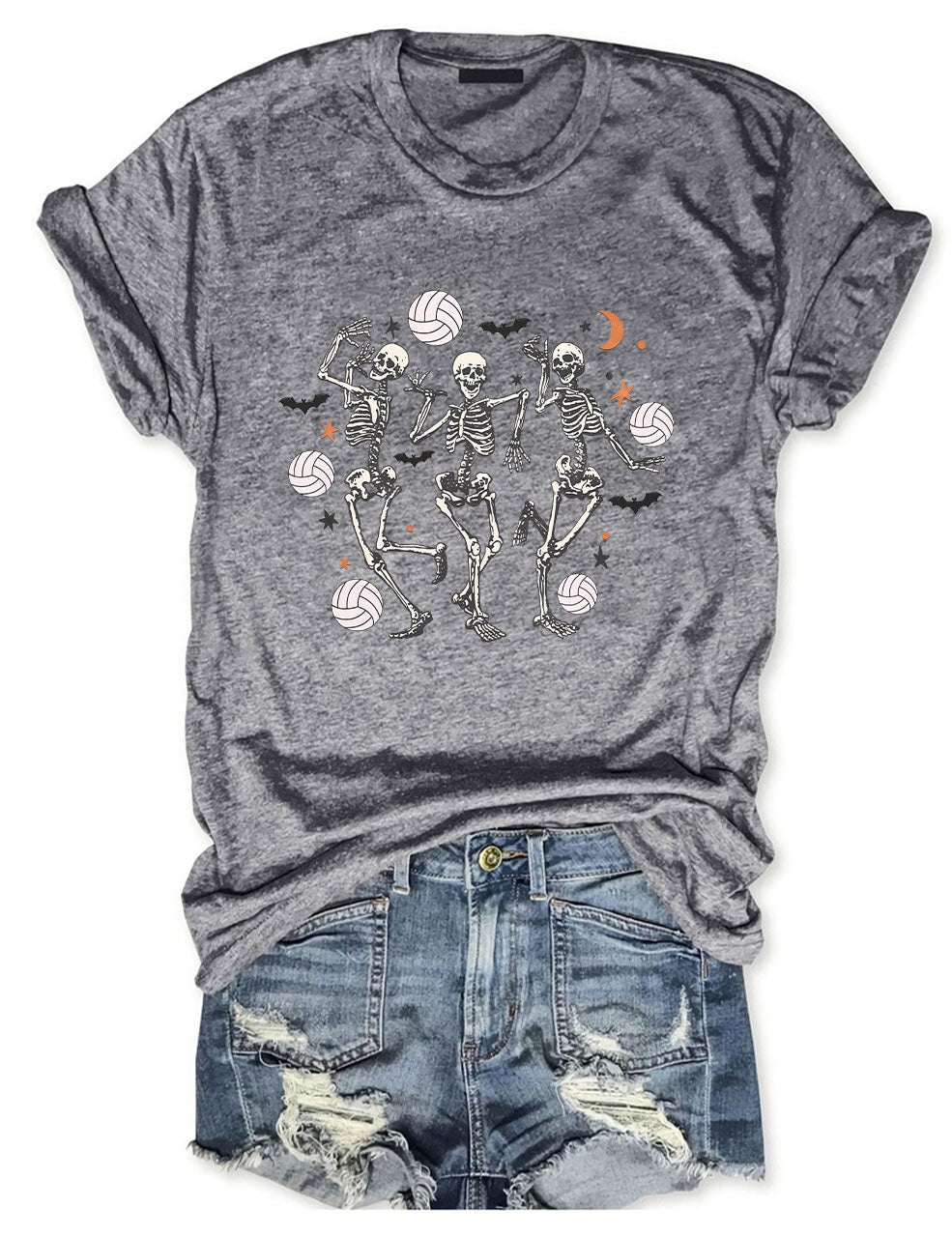 Dancing Skeletons Funny Halloween Volleyball T-shirt
