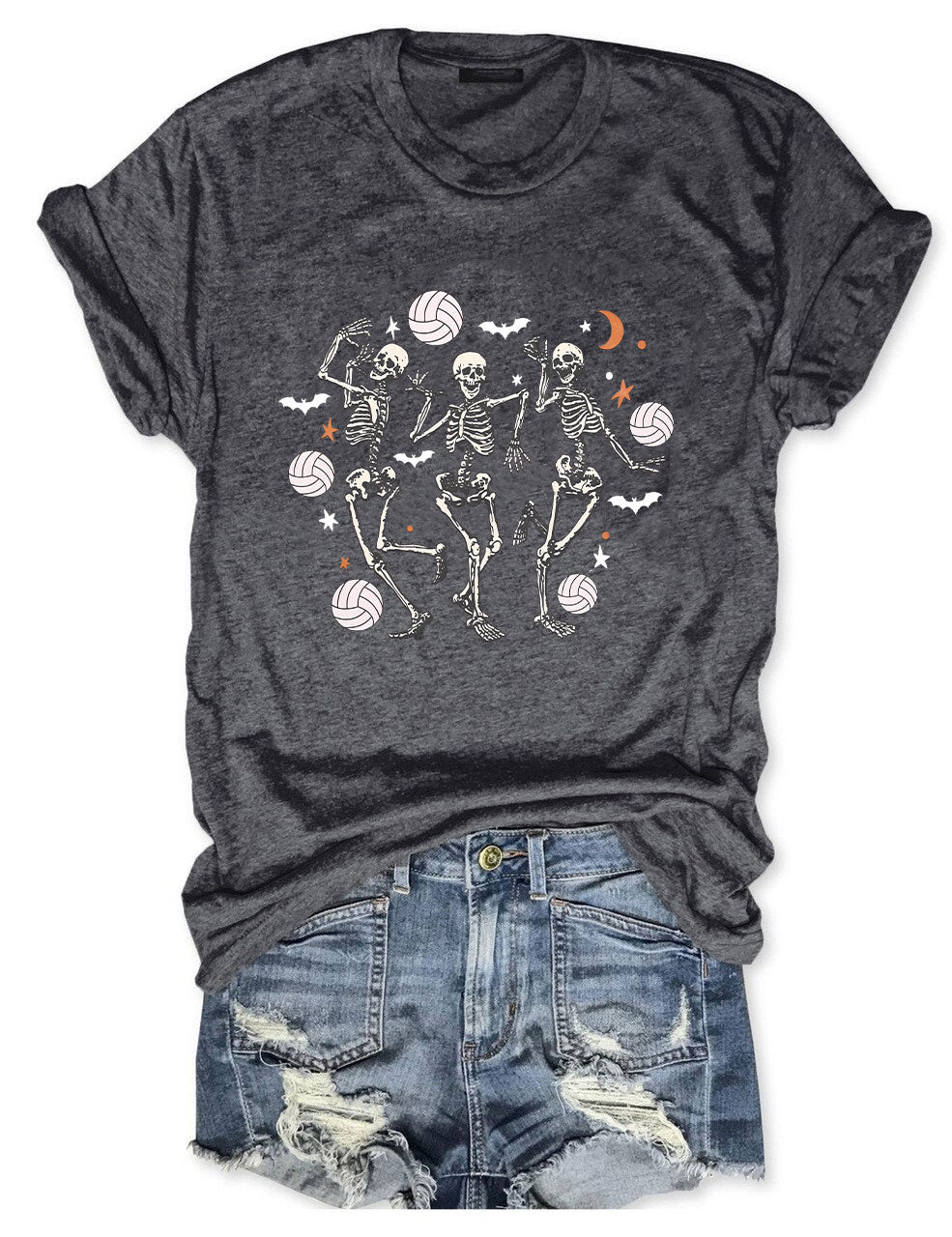 Dancing Skeletons Funny Halloween Volleyball T-shirt