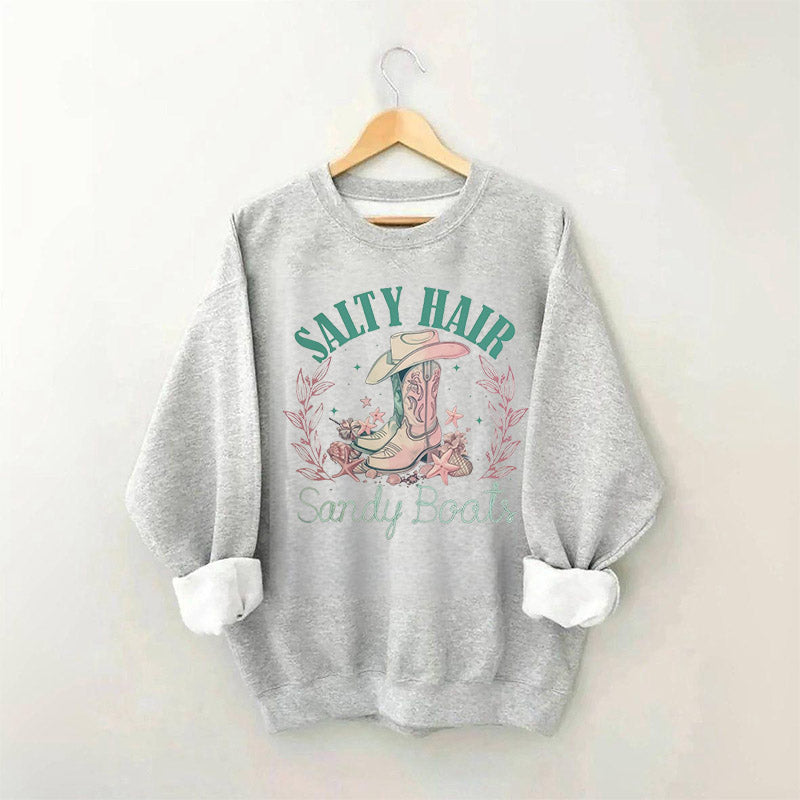 Salt Hair Sandy Boots Cowgirl Sweatshirt