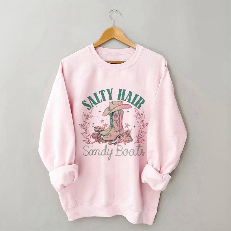 Salt Hair Sandy Boots Cowgirl Sweatshirt