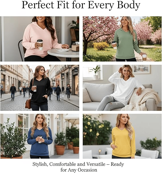 🏆 Women's V-neck Sweatshirt With Kangaroo Pocket