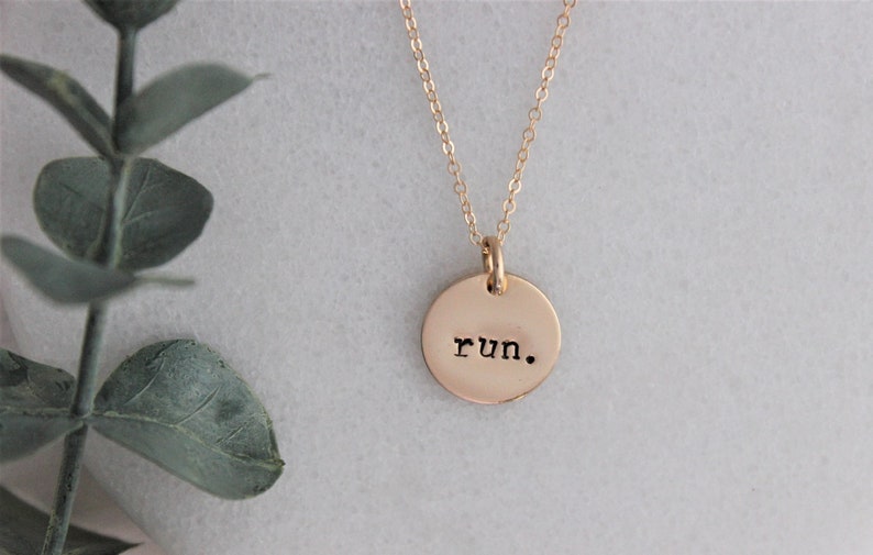 Run necklace, gift for runner, marathon pendant, training jewelry for her, athlete gift, inspirational gift for her, quick ship