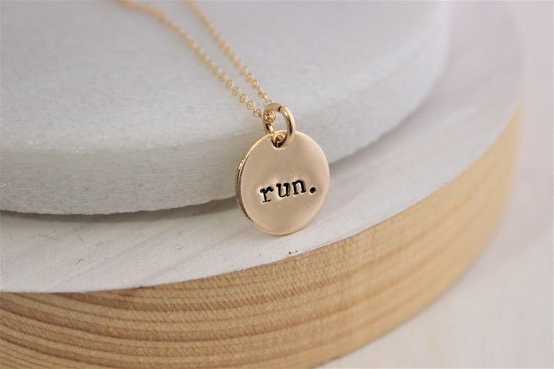 Run necklace, gift for runner, marathon pendant, training jewelry for her, athlete gift, inspirational gift for her, quick ship