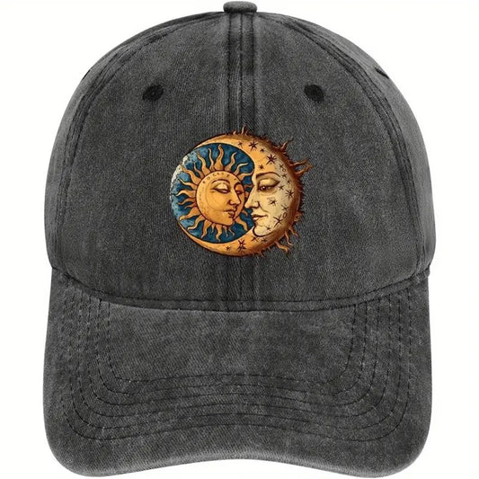 Sun and Moon striped baseball cap - adjustable cap 100% 330g, suitable for sports, outdoor activities, and casual golf truck caps worn all year round