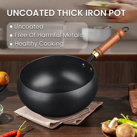 🍳Uncoated Thick Iron Pot