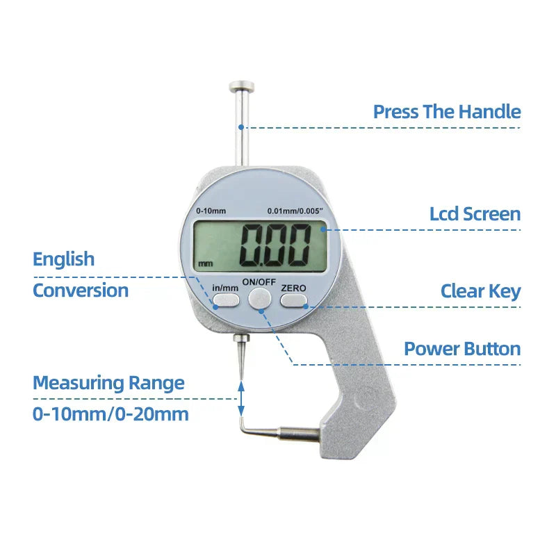 ⏳Time-limited Special⌛Digital Display Thickness Gauge Zinc Alloy Electronic LCD