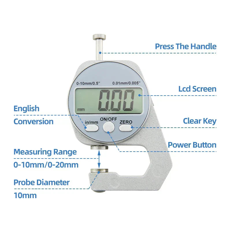 ⏳Time-limited Special⌛Digital Display Thickness Gauge Zinc Alloy Electronic LCD