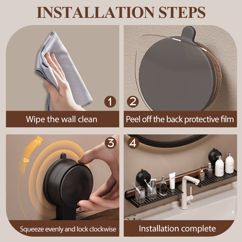 💥 Walnut Suction Cup Bathroom Shelf