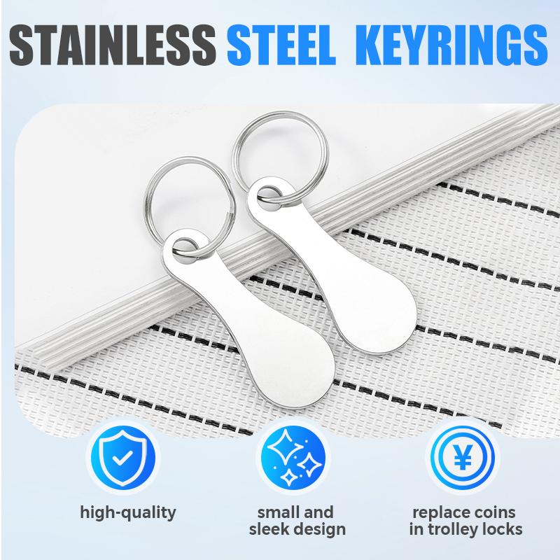 🔑🛍️2 Pieces Stainless Steel Shopping Trolley Token Keyrings