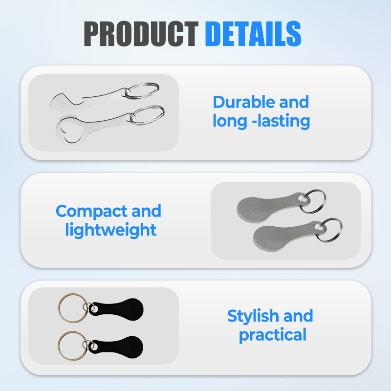 🔑🛍️2 Pieces Stainless Steel Shopping Trolley Token Keyrings