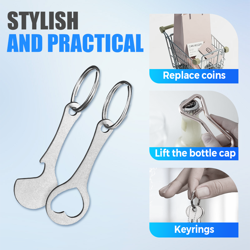 🔑🛍️2 Pieces Stainless Steel Shopping Trolley Token Keyrings