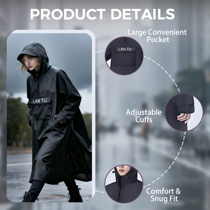 Waterproof Long Raincoat with Hood for Scooter