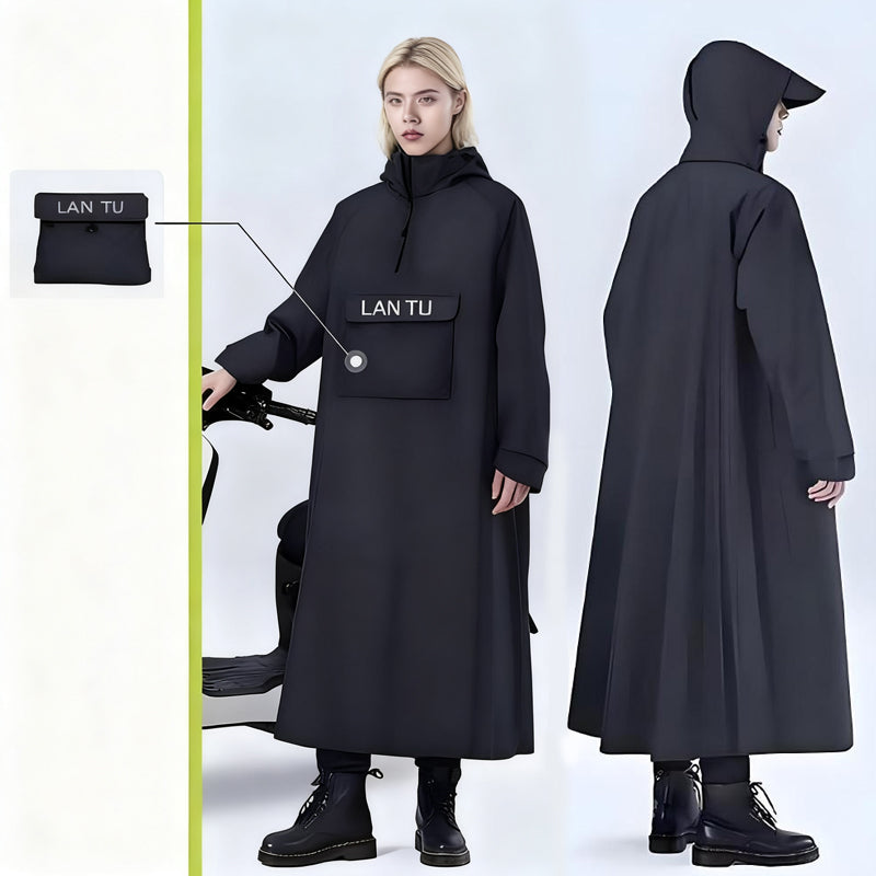 Waterproof Long Raincoat with Hood for Scooter