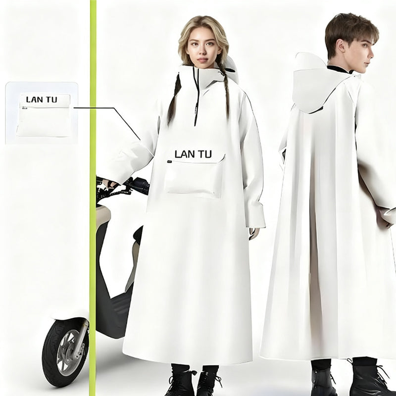 Waterproof Long Raincoat with Hood for Scooter